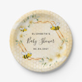 Bumble bei honeycomb baby shower zomerbloem papieren bordje (Voorkant)