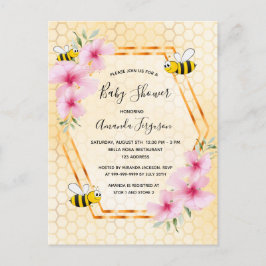 Bumble bei honeycomb floral baby shower-uitnodigin briefkaart