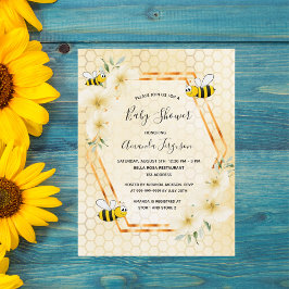 Bumble bei honeycomb floral baby shower-uitnodigin briefkaart