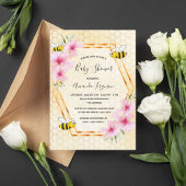 Bumble bei honeycomb roze florals baby shower kaart