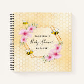 Bumble bei honeycomb roze florals baby shower notitieboek (Voorkant)