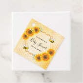 Bumble bei honeycomb sunflower baby shower bedankjes labels (In situ)