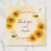 Bumble bei honeycomb sunflower baby shower bedankjes labels (Achterkant)