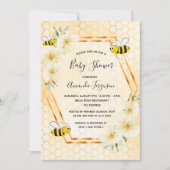 Bumble bei honeycomb tropical florals baby shower kaart (Voorkant)