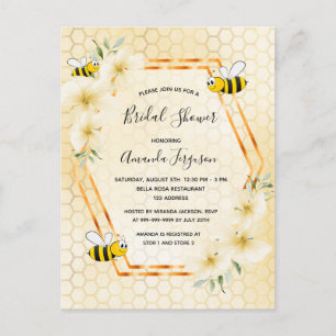 Bumble bei honingraat schattige bruiddoucheuitnodi briefkaart