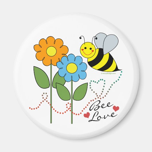 Bumble bei met bloemen bijenliefde magneet (Voorkant)