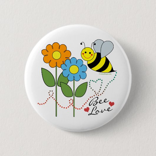 Bumble bei met bloemen bijenliefde ronde button 5,7 cm (Voorkant)