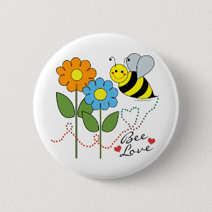 Bumble bei met bloemen bijenliefde ronde button 5,7 cm