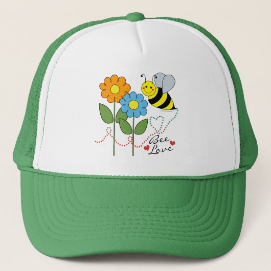 Bumble bei met bloemen bijenliefde trucker pet (Voorkant)