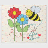 Bumble bei met bloemen van bijenliefdesbladen cadeaupapier (Vlak)