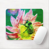 Bumble bei on Daisy Flower Abstract Art Muismat (Met muis)