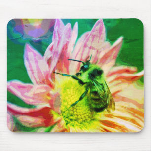 Bumble bei on Daisy Flower Abstract Art Muismat