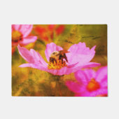 Bumble bei on roze Cosmos Flower Abstract Deurmat (Voorkant)