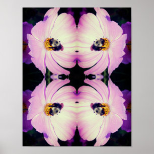 Bumble bei on roze Cosmos Flower Abstract Poster