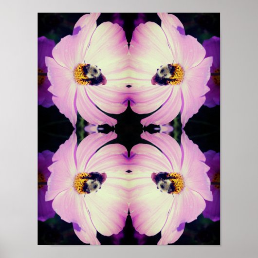Bumble bei on roze Cosmos Flower Abstract Poster (Voorkant)