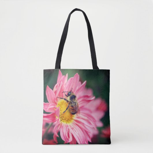 Bumble bei on roze Daisy Flower Tote Bag (Voorkant)