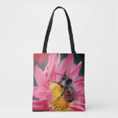 Bumble bei on roze Daisy Flower Up Tote Bag (Voorkant)