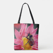 Bumble bei on roze Daisy Flower Up Tote Bag (Achterkant)