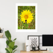 Bumble bei op een zonnebloem poster (Thuiskantoor)