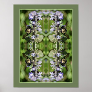 Bumble bei op Paarse ventilator Sluit Abstract Poster