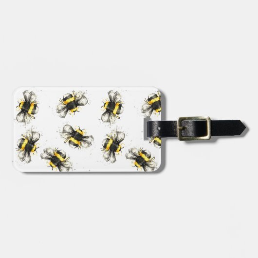 Bumble bei print - natuurlijke afdruk bagagelabel (Voorkant horizontaal)