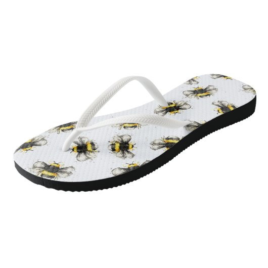 Bumble bei print - natuurlijke afdruk teenslippers (Schuin)