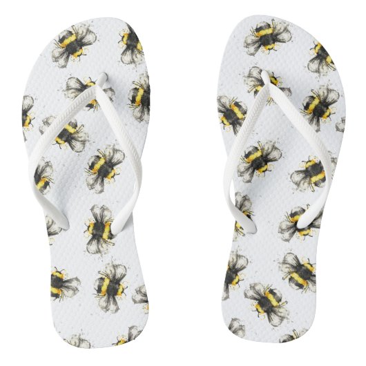 Bumble bei print - natuurlijke afdruk teenslippers (Voetbed)