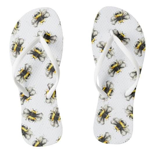 Bumble bei print - natuurlijke afdruk teenslippers (Voetbed)