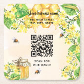 Bumble beien honey yellow floral business qcode kartonnen onderzetters (Voorkant)