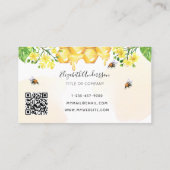 Bumble beien honey yellow floral qcode logo visitekaartje (Achterkant)