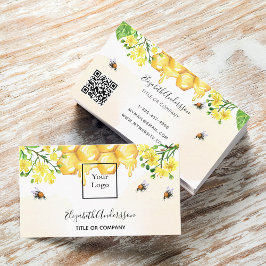 Bumble beien honey yellow floral qcode logo visitekaartje