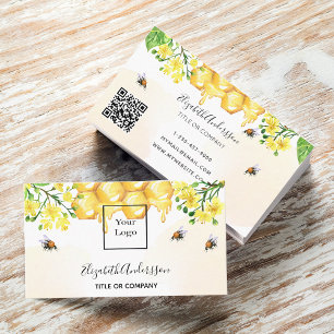Bumble beien honey yellow floral qcode logo visitekaartje