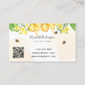 Bumble beien honey yellow floral qcode visitekaartje (Achterkant)
