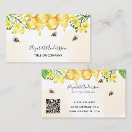 Bumble beien honey yellow floral qcode visitekaartje