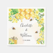 Bumble beien honey yellow florals bruiloft servet (Voorkant)