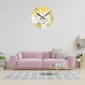 Bumble beien honey yellow florals family monogram ronde klok