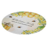 Bumble beien honey yellow florals family monogram snijplank (Hoek)
