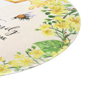 Bumble beien honey yellow florals family monogram snijplank (Hoek)
