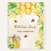 Bumble beien honey yellow florals family name notitieboek (Voorkant)