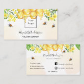 Bumble beien honey yellow florals logo visitekaartje (Voorkant / Achterkant)
