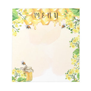 Bumble beien honey yellow florals menu notitieblok