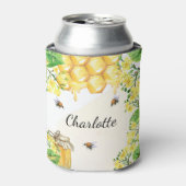 Bumble beien honey yellow florals monogram blikjeskoeler (Blikje Voorkant)