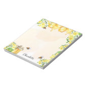 Bumble beien honey yellow florals monogram notitieblok (Linkerzijde)
