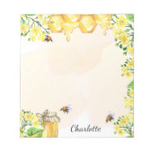 Bumble beien honey yellow florals monogram notitieblok (Voorkant)