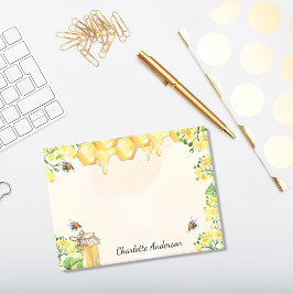 Bumble beien honey yellow florals monogram post-it® notes
