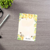 Bumble beien honey yellow florals monogram post-it® notes