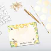 Bumble beien honey yellow florals monogram post-it® notes