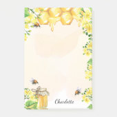 Bumble beien honey yellow florals monogram post-it® notes (Voorkant)