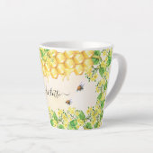 Bumble beien honey yellow florals name script latte mok (Rechterhoek)