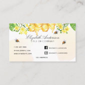 Bumble beien honey yellow florals social media visitekaartje (Achterkant)